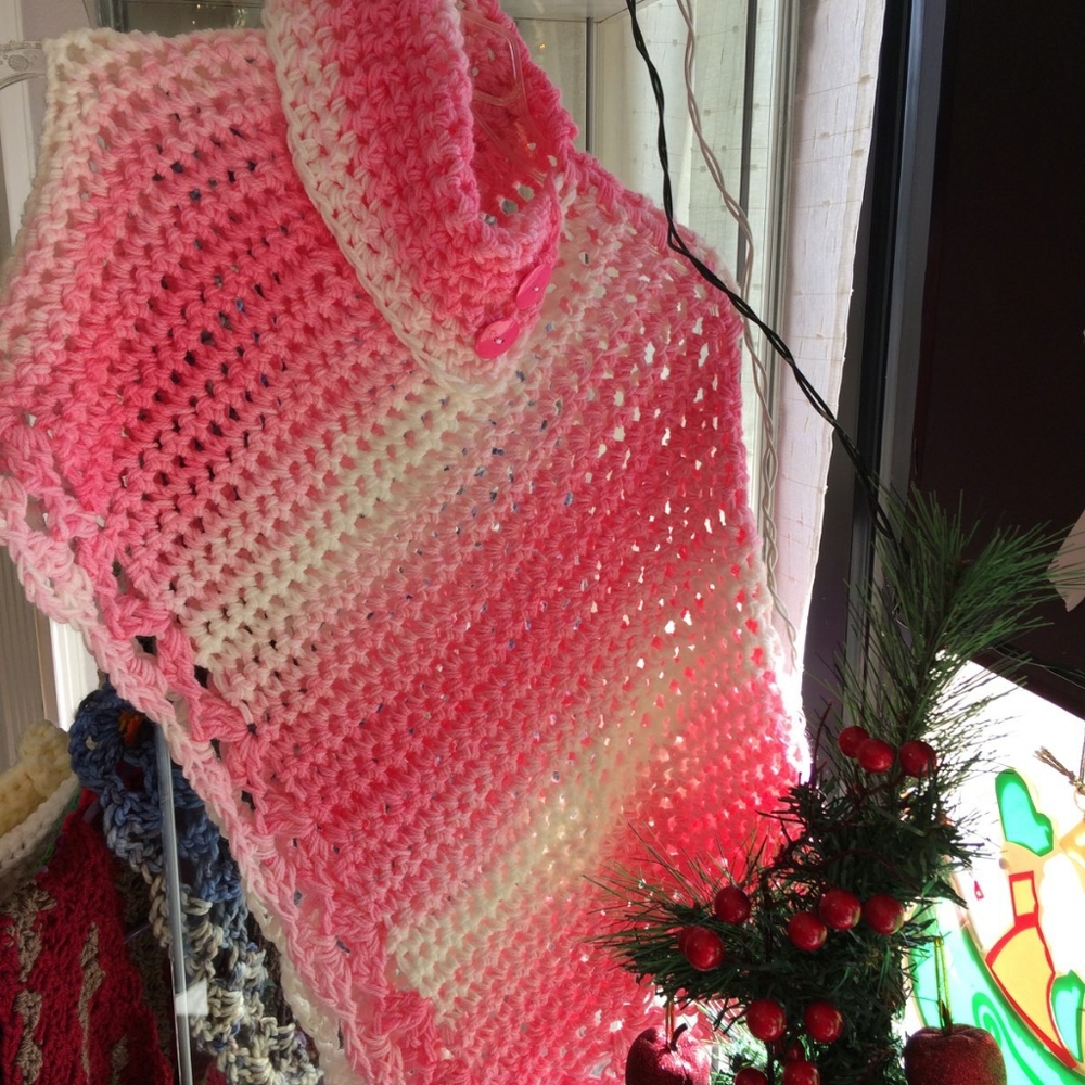 Pink and white handmade cape for girl